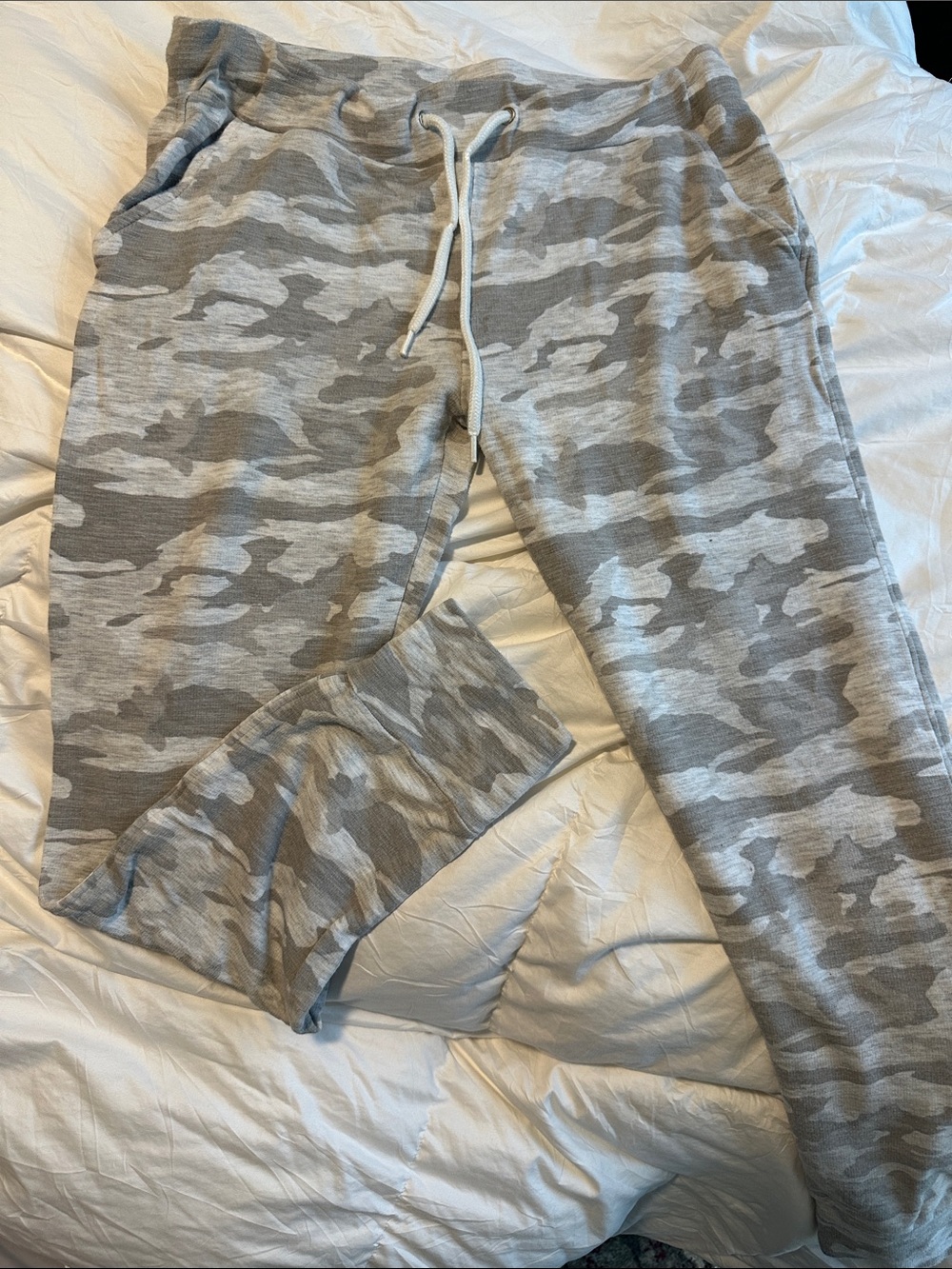 Gray Camo Monrow Jogger Sweatpants - Comfortable Drawstring Lounge Pants